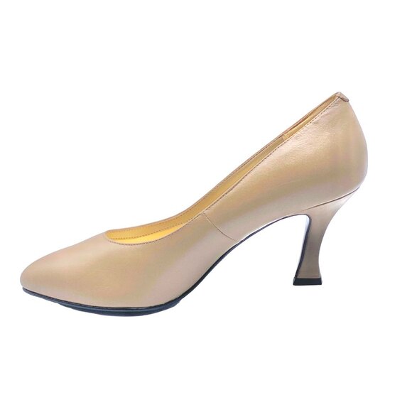 Taupe Minimalist Leather Pumps Interview Shoes Pumps Pageant Comfort Heels - Picture 4 of 11